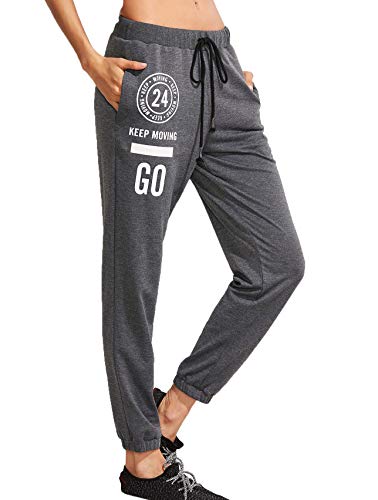 SweatyRocks Women's Drawstring Waist Athletic Sweatpants Jogger Pants with Pocket