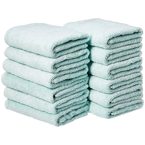 Book Cover AmazonBasics Cotton Hand Towel - 12-Pack, Ice Blue