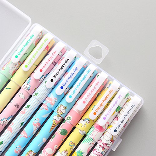 10 Pcs Unicorn Flamingo Gel Pens Set,Fine Point (0.5mm), 10 Ink Color,Best Unicorn Gifts for Girls