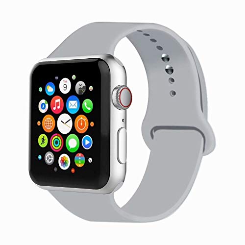 IYOU Sport Band Compatible with Watch Band 38MM 42MM 40MM 44MM, Soft Silicone Replacement Sport Strap Compatible with 2018 Watch Series 4/3/2/1 (Fog,38MM, S/M)