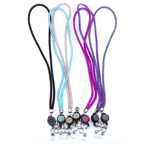 ID Card Lanyard, SAVORI 32.9" Crystal ID Card Holder with Strap - 7 Pack