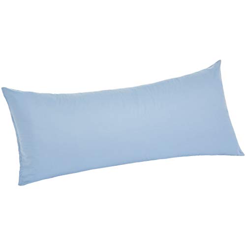 AmazonBasics Ultra-Soft Body Pillow Cover Pillowcase, Breathable, Easy to Wash, 55" x 21", Dusty Blue