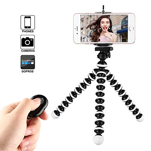 Phone Tripod, Kamisafe Portable Flexible Cell Phone Tripod Adjustable Camera Stand Holder with Wireless Remote Compatible for iPhone 11 Pro Xs MAX XR X 8 7 6S Plus Android Galaxy S10 S9 S8 Note8 LG