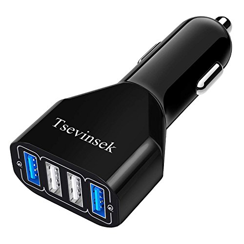 Car Charger Quick Charge 3.0 Tsevinsek 48W Car Charger Adapter with 4 USB Ports for iPhone X/8/7/6s/6/SE/Plus, iPad Pro/Air 2/Mini, Galaxy S9/S8/S7/S6/Edge, Note 8/5/4, LG, HTC and More