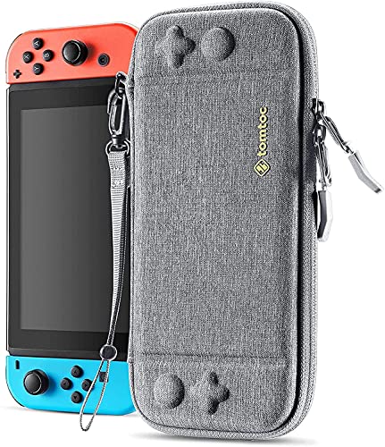 Book Cover tomtoc Switch Case for Nintendo Switch, Slim Switch Sleeve with 10 Game Cartridges, Protective Switch Carry Case for Travel, with Original Patent and Military Level Protection, Gray