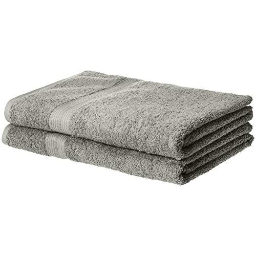 Amazon Basics Fade-Resistant Cotton Bath Sheet - 2-Pack, Gray