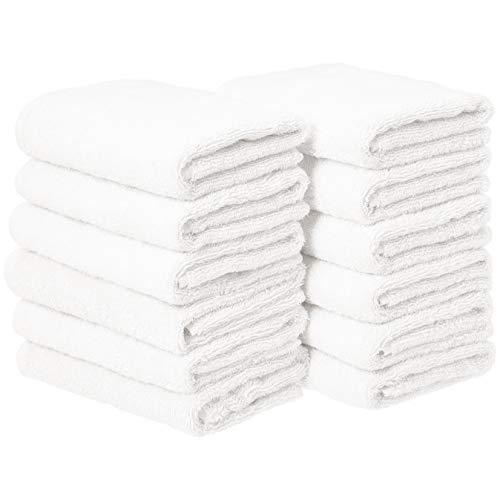 Book Cover Amazon Basics Cotton Hand Towels, White - 12-Pack