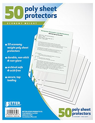 Book Cover Better Office Sheet Protectors, 50 Pack