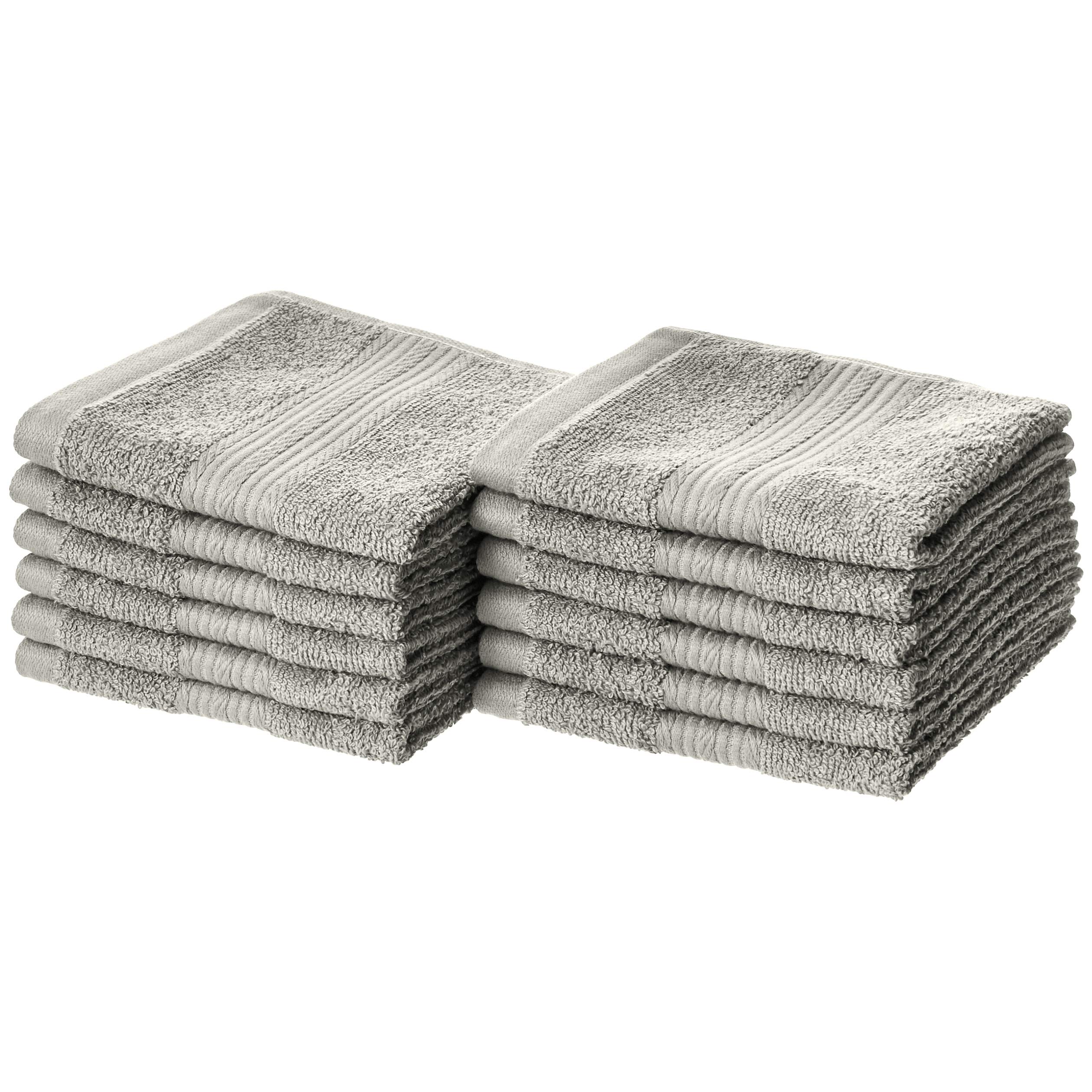 Book Cover Amazon Basics Fade-Resistant Cotton Washcloth, 12-Pack, Gray, 12