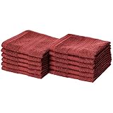 Amazon Basics Fade-Resistant Cotton Washcloth - 12-Pack, Crimson