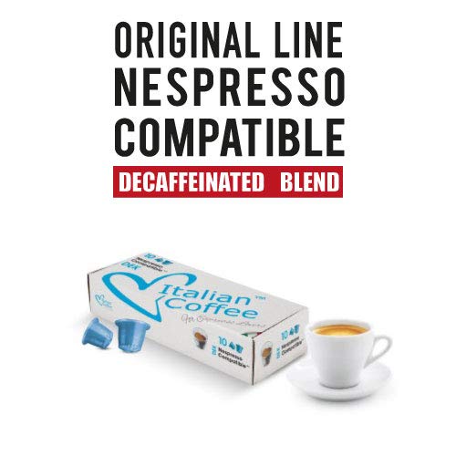 Decaf capsules, Nespresso compatible pods, by Italian Coffee (Decaffeinated Espresso, 120 pods)
