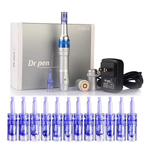 Professional Electric Auto Derma Pen Dr.Pen Ultima A6 Makeup Tattoo Machine as Picture 12Pcs Accessories 12Pins/36Pins Cartridges 0.25mm for Skin Facial
