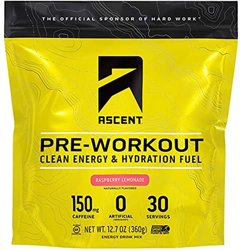 Ascent Pre Workout - Raspberry Lemonade (Tart) - New and Improved Taste - 30 Servingsâ€¦