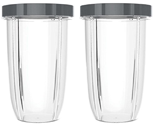 32oz Replacement Cups with Lip Ring for NutriBullet 600W and 900W Blenders (Pack of 2) by Preffered Parts