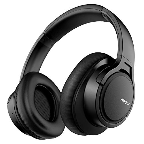Mpow H7 Bluetooth Headphones Over Ear, 18 Hrs Comfortable Wireless Headphones w/Bag, Rechargeable HiFi Stereo Headset, CVC6.0 Headphones with Microphone for Cellphone Tablet(Black)