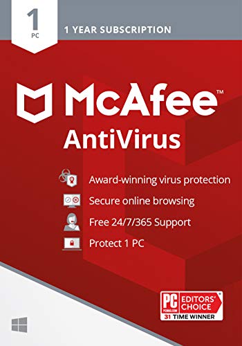 Book Cover McAfee AntiVirus Protection 2022 | 1 PC | Internet Security Software, 1 Year - Key Card