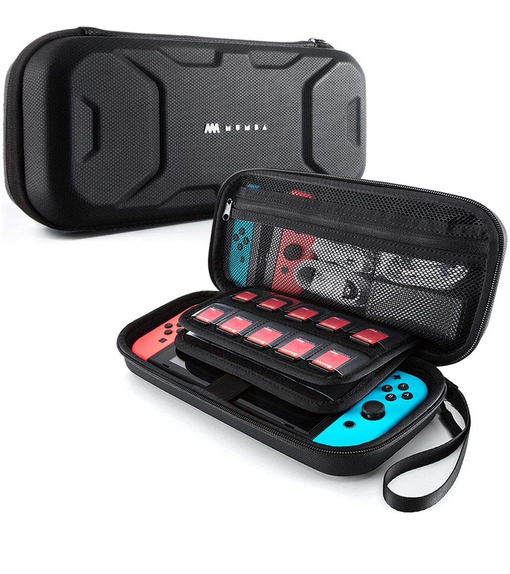 Book Cover Mumba Carrying Case for Nintendo Switch, Deluxe Protective Travel Carry Case Pouch for Nintendo Switch Console & Accessories [Dual Protection] [Large Capacity] (Black)