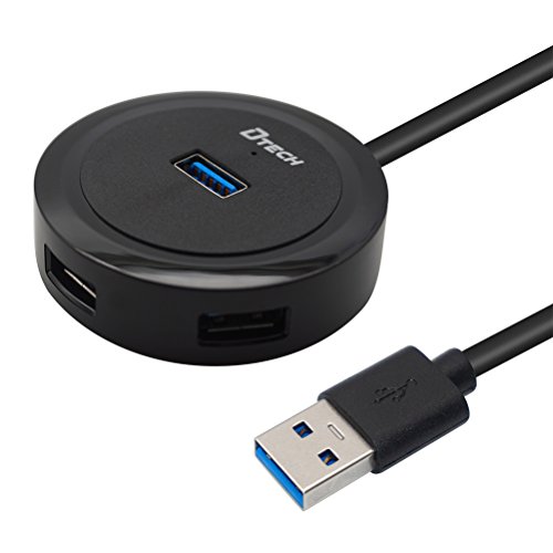 DTECH 4-Port USB 3.0 Hub with Round Header LED Fast Charging Data Transfer (1 Feet, Black)
