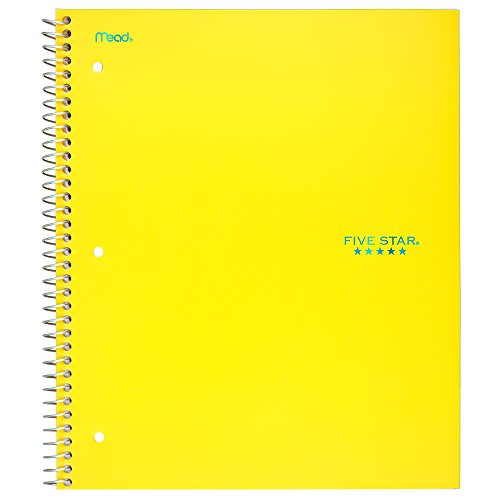 Five Star Spiral Notebook, 1 Subject, Graph Ruled Paper, 100 Sheets, 11" x 8-1/2", Yellow (06190AC6), 09 Yellow