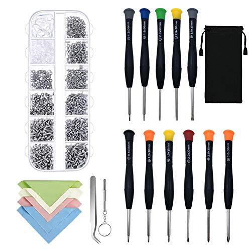 Colossal ship 1118 Pieces Eyeglasses Repair Kit Inclund 1100 Pcs Small Screws and Nose Pads Set,11 Pcs Screwdrivers, Glasses Cloth For Sunglasses and Watch Repair