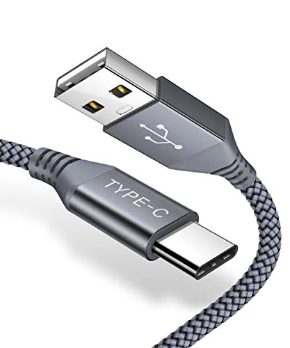 Book Cover USB Type C Cable,JSAUX(2-Pack 6.6ft) USB-C to USB A Fast Charger Nylon Braided USB C Cord Compatible Samsung Galaxy S10 S9 S8 Plus Note 9 8,Google Pixel XL,Moto Z Z2,LG V20 G6 USB C Devices(Grey)
