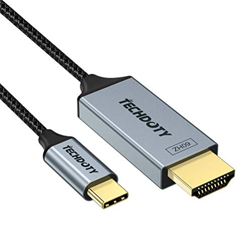 TECHDOTY USB C to HDMI Adapter Cable (4k@60Hz), Type-C to HDMI Cable Adapter [Thunderbolt 3 Compatible]Compatible with MacBook Pro 2018/2017, Samsung Galaxy Note9/Note8/S9/S8 (6ft/1.8m)