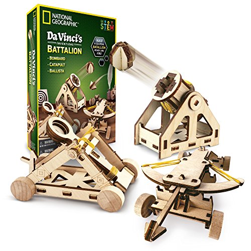 NATIONAL GEOGRAPHIC - Da Vinci's DIY Science & Engineering Construction Kit - Build Three Functioning Wooden Models: Catapult, Bombard & Ballista