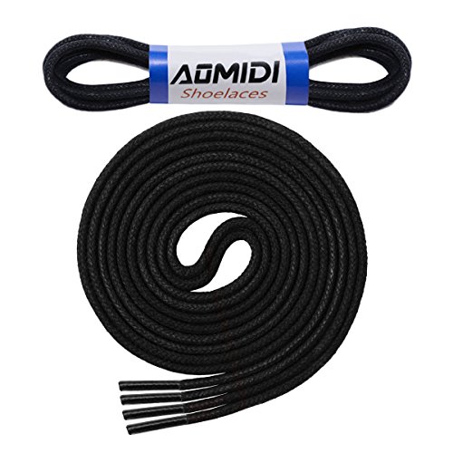 Waxed Round Shoelaces (2 Pairs) - for Oxford Dress Shoes Boots Leather Shoe Laces