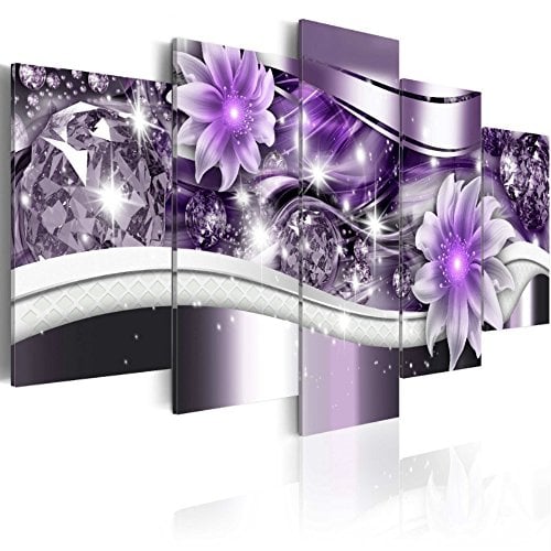 Book Cover Abstract Purple Flower Painting Artwork Contemporary Diamond floral Art Canvas Print Picture Wall Decor for Bedroom Decoration