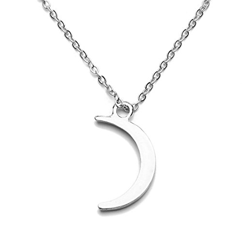VWH Women Girls Simple Moon Stars Pendant Necklace Short Necklace Clavicle Necklace (sliver)