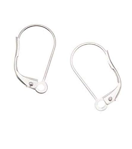 Adabele 100pcs Hypoallergenic Earring Hooks Leverback Earwire 19mm Long Sterling Silver Plated Brass Connector CF195-1