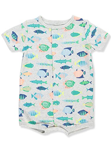 Book Cover Carter's Baby Boys' 0M-24M Multi Fish Snap-up Romper