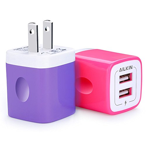 Charging Box, Charge Plug, Ailkin USB Wall Charger,Dual Port Rapid Speed Compact Universal USB Power Adapter Phone Charger Compatible with Apple iPhone X/8/8 Plus/7/7 Plus/Samsung Galaxy/Nexus & more
