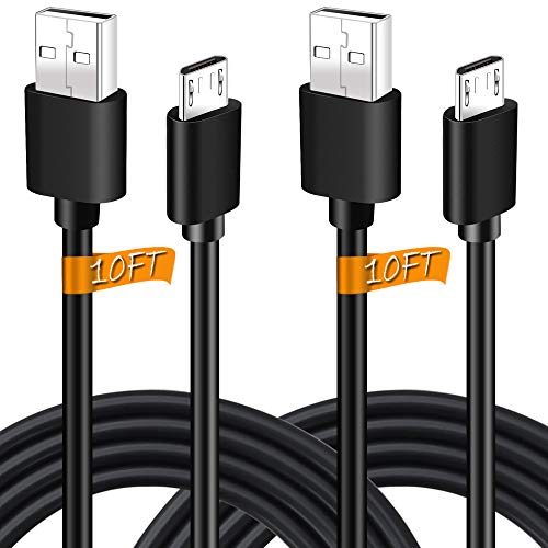 10 Ft Micro USB Power Cable for Fire TV Intel Computer, Roku,Kindle Touch, Keyboard, DX, Chromecast and Azulle Quantum Access Asus Vivo Stick Mini, Cloud Cam PC Data Sync Cord