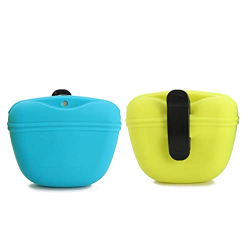 RoyalCare Silicone Dog Treat Pouch-Small Training Bag-Portable Dog Treat Bag for Leash with Magnetic Closure and Waist Clip 10oz X2[US Design Patent]