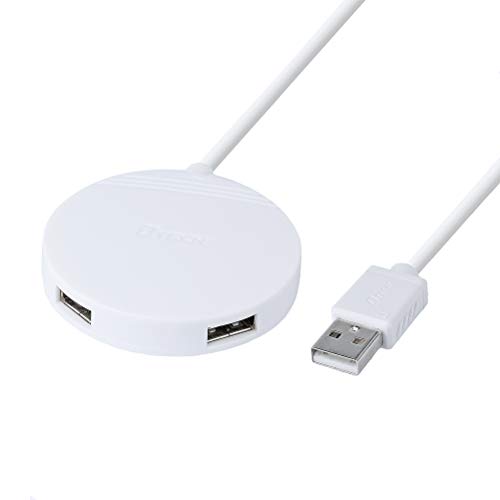 DTech 4-Port USB 2.0 Hub with 4ft Long Cable 2.4A Fast Charging High Speed Data Transfer (4 Feet, White)