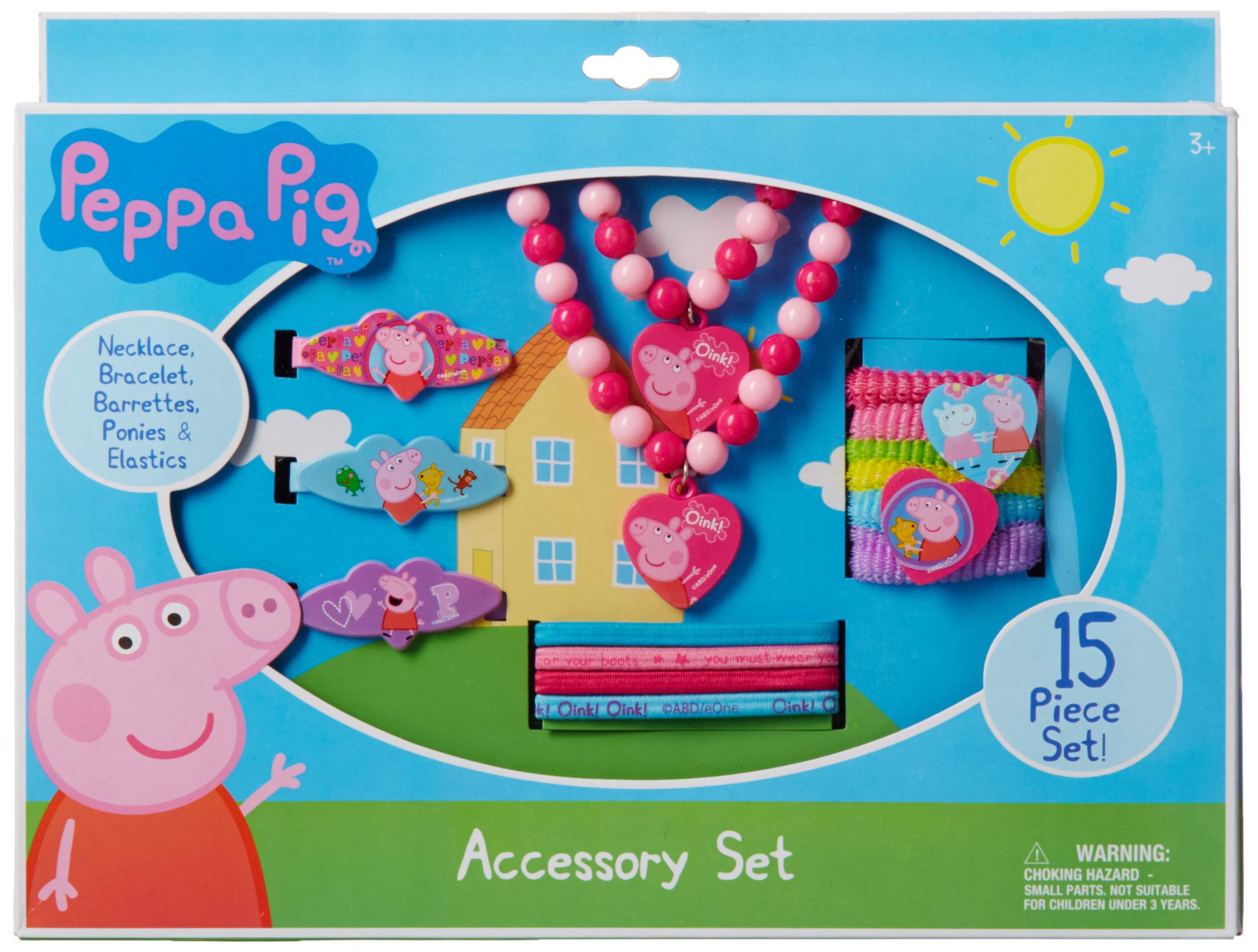 Book Cover Peppa Pig Necklace Bracelet and Hair Accessory Set 15 Piece, Pink