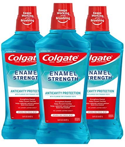 Colgate Enamel Health Mouthwash, Fresh Mint, 33.8 Ounce, 3 Pack