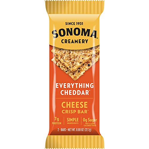 Sonoma Creamery Cheese Crisp Bars - High Protein, Gluten Free, Low Carb & Keto Friendly Snack - Everything Cheddar, Pack of 8
