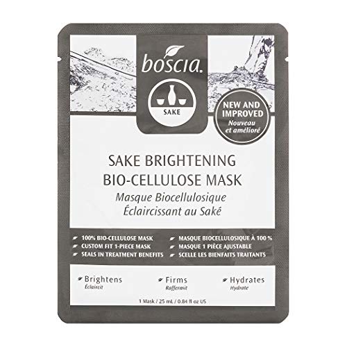 boscia Sake Brightening Bio-Cellulose Mask - Vegan, Cruelty-Free, Natural and Clean Skincare | Sake Hydrating Face Mask to Brighten and Firm Skin, 1 Sheet Mask