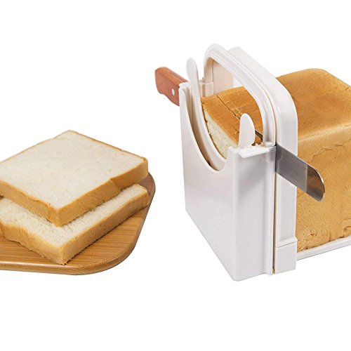 Book Cover Bread Slicer Toast Slicer Toast Cutting Guide for Honemade Bread t Bagel Loaf Sandwich Maker White