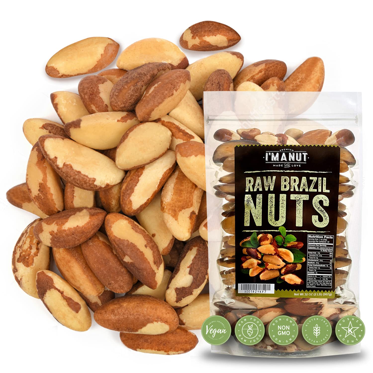 Book Cover Raw Brazil Nuts 32oz (2 lb) Distinct and Superior to Natural and Raw | No PPO | Non GMO | Batch Tested Gluten & Peanut Free | No Herbicides Or Pesticides | Vegan and Keto Friendly | Large, Fresh and Resealable bag. 32 Ounces