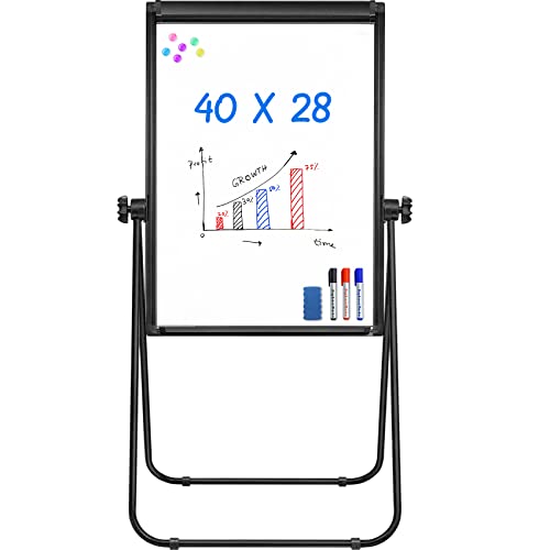 Stand White Board - 40x28 Magnetic Dry Erase Board Flipchart Board Double Sided Easel Board Portable Whiteboard