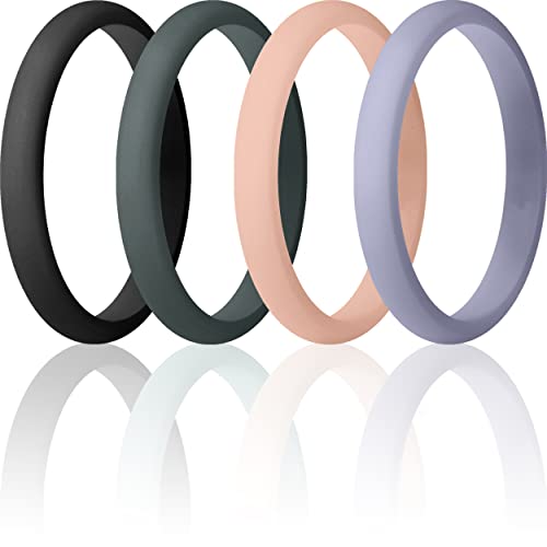 ThunderFit Women's Band Rings Thin and Stackable Silicone Wedding Rings for Women, 2.5mm Width - 1.8mm Thick