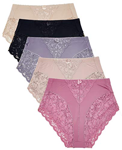 Barbra Lingerie 5 Pack Plus Size Underwear Women Light Control Briefs Panties