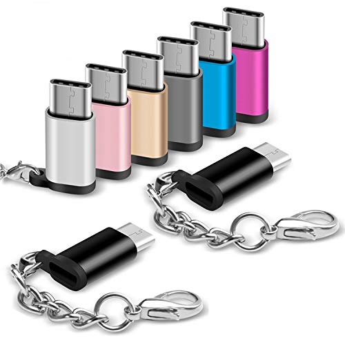 USB Type C Adapter 8 Pack,USB-C Male to Micro USB Female Converter Android Cable Connector with Keychain Charger fit Samsung Galaxy S10 S9 S8 Plus Note 9 8 LG V40 V30 V20 G6 G5 Moto Z3 Z2 Z Pixel 3 XL