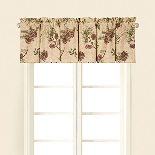 Book Cover C&F Home Woodland Retreat Curtain Valance Window Treatment Curtains Pinecone Decor Decoration Cabin Rustic Lodge Brown Green Cotton for Living Room Kitchen Valance Set of 2 Tan