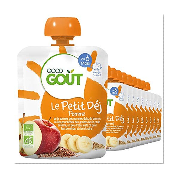 Good Goût - BIO - Gourde Petit Déj Pomme dès 6 Mois 70 g - Pack de 10