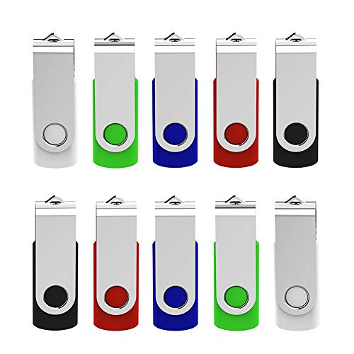 KEXIN Flash Drive 32 GB USB Flash Drive 32gb 10 Pack Thumb Drive Jump Drive Flash Drives Memory Sticks Zip Drive, 10 Pack 5 Colors (Black, Blue, Green, White, Red)