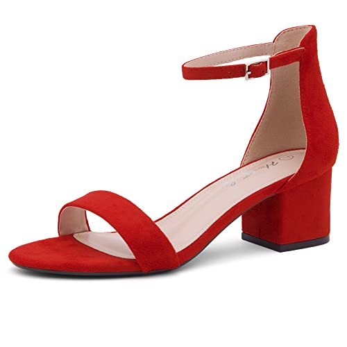 Herstyle Womens Sunday Low Heel Pump Sandal Open Toe Ankle Strap Chunky Block Heeled Dress Wedding Shoes